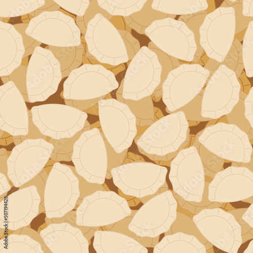 Jiaozi Chinese dumplings pattern seamless. Traditional food in China background
