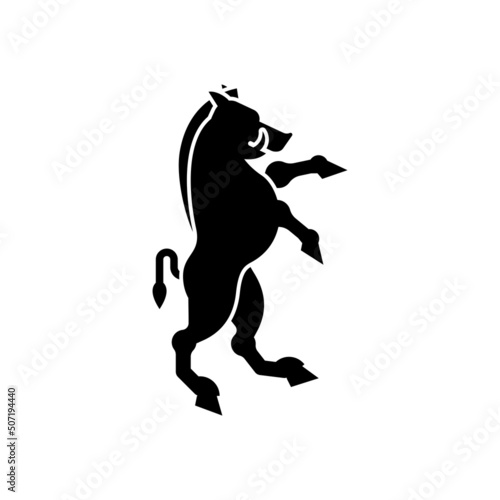 Boar Heraldic animal silhouette. Fantastic Beast. Monster for coat of arms. Heraldry design element.