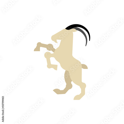 Goat Heraldic animal. Fantastic Beast. Monster for coat of arms. Heraldry design element.