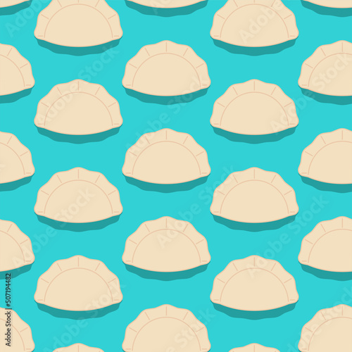 Jiaozi Chinese dumplings pattern seamless. Traditional food in China background