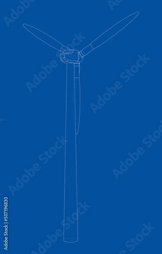 Wind turbine. Vector rendering of 3d
