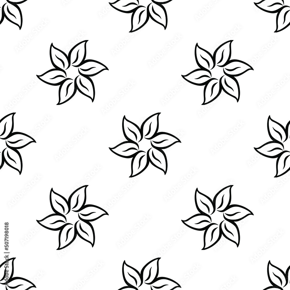 Black Floral Mandala design concept isolated on white background is in Seamless pattern - vector illustration