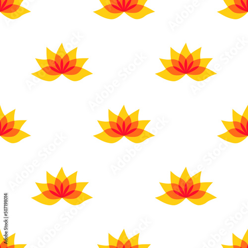 Beautiful Lotus flower with petals isolated on white background is in Seamless pattern - vector illustration