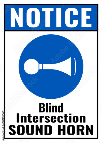 Blind intersection sound horn sign. International mandatory symbol. Symbols safety for traffic, transport, personnel, hospitals, and medical businesses. 