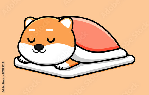cute shiba inu sleeping design