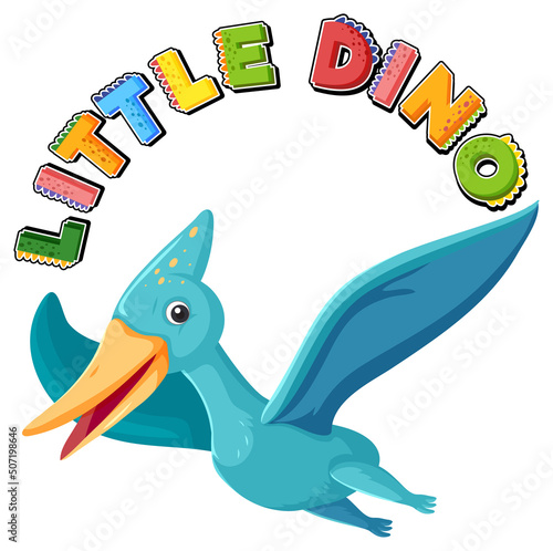 Little cute pteranodon dinosaur cartoon character