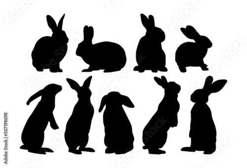 Easter bunny, hare and rabbit. Template for plotter lazer cutting and print.