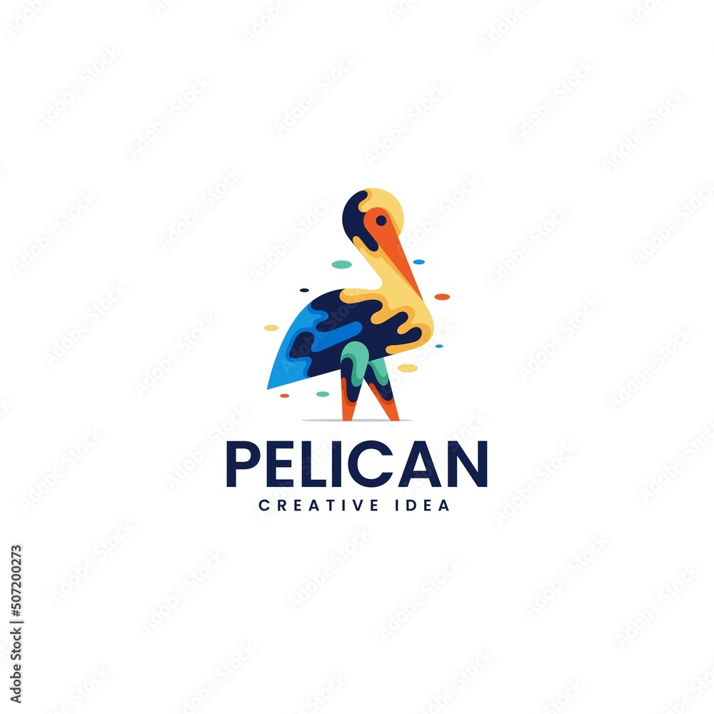 Fototapeta premium Vector Logo Illustration Pelican Colorful Style.