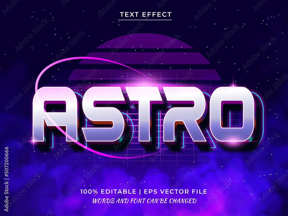 Astro 3d Editable text effect Premium Vector