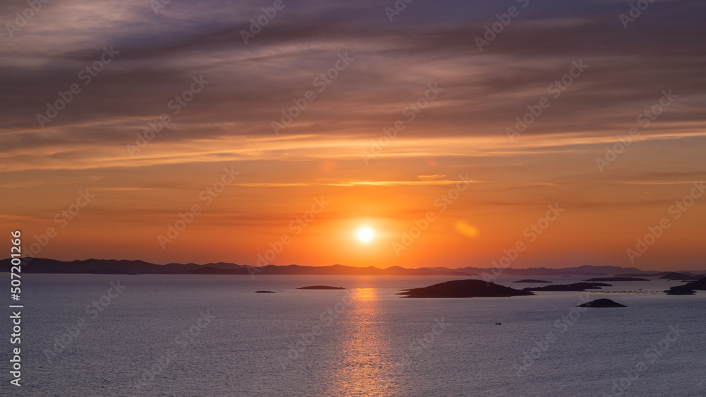 Amazin summer sunset from Murter island in Croatia