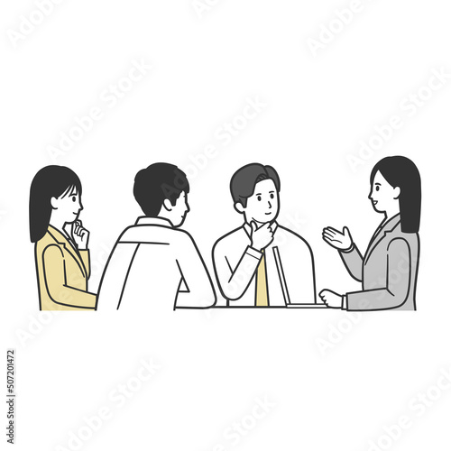 打ち合わせをするビジネスパーソン 4人