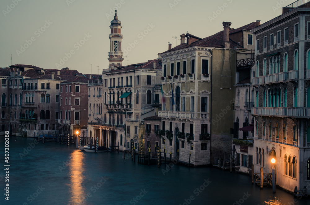 Moody day in the city of Venice in Italy. Beautiful renaissance buildings. 