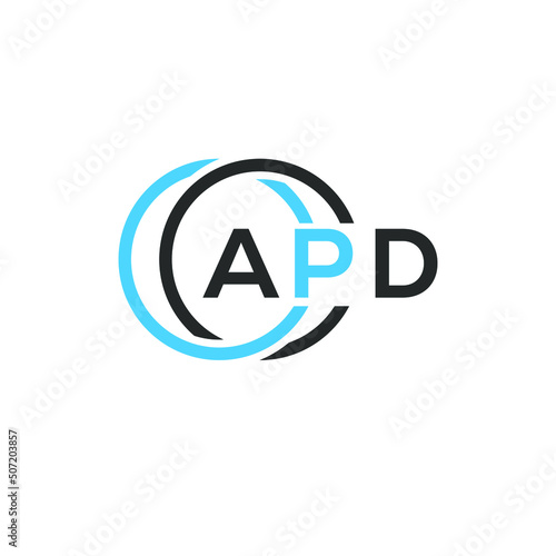 APD logo monogram isolated on circle element design template, APD letter logo design on white background. APD creative initials letter logo concept.  APD letter design.