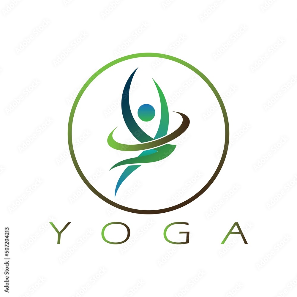 Obraz premium logo design of people doing yoga symbol icon illustration vector