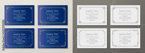 高級感のあるカードデザイン。アンティークな装飾デザイン。エレガントな縁の模様。