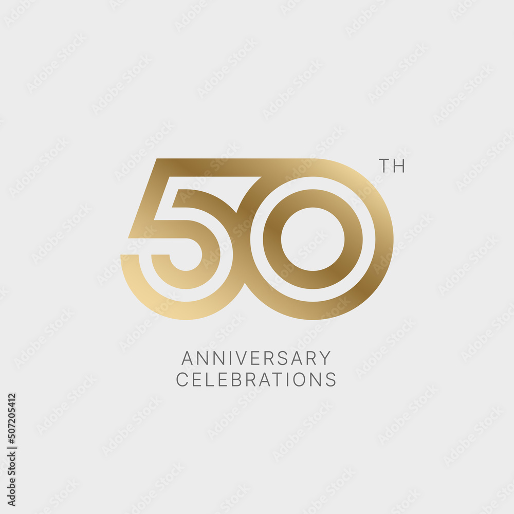 50 years anniversary logo design on white background for celebration event. Emblem of the 50th anniversary. - obrazy, fototapety, plakaty 
