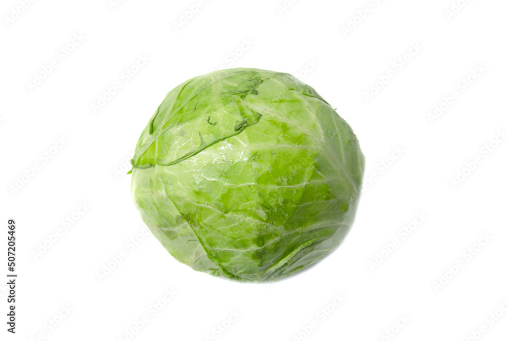 Head of green cabbage on a white background. Head of green cabbage on a white background.