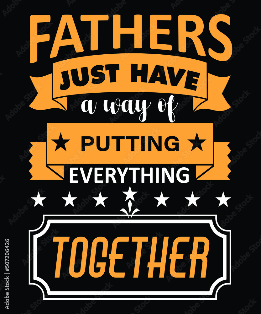 father's day typography t-shirt design and notebook cover design black yellow and white