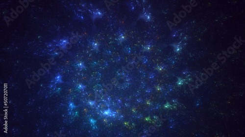 3D rendering abstract multicolor fractal light background