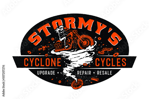 motorcycle cafe race cyclone cycles tshirt print illustration