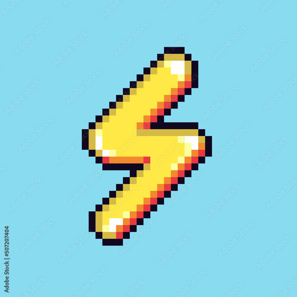Obraz premium Editable vector flash icon pixel art illustration for game development, game asset, web asset, graphic design, and printed purpose, lightning.