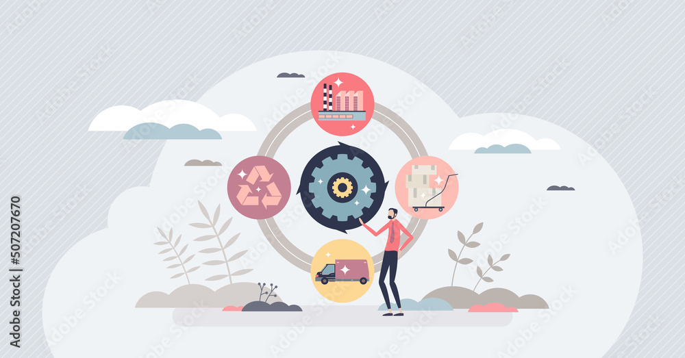 Circular economy as manufacturing process strategy type tiny person ...