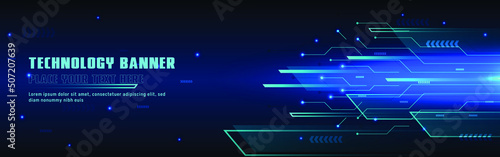 technology concept for web banner template or brochure , Blue colour. Abstract Tech banners set with Dots ,Lines,Geometric,Waves. Vector design network communication background. 