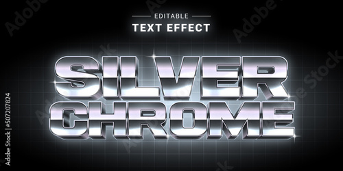 Editable Chrome Style Metallic Text Effect. Futuristic Logo Maker