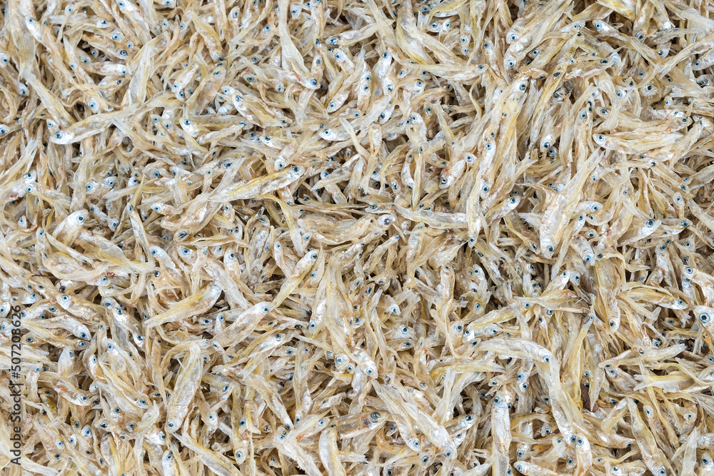 top view of dried small fish top view of dried small fish