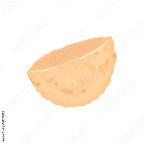 pita bread half flatbread for vegetable and meat stuffing. Isolated on white background. vector cartoon illustration