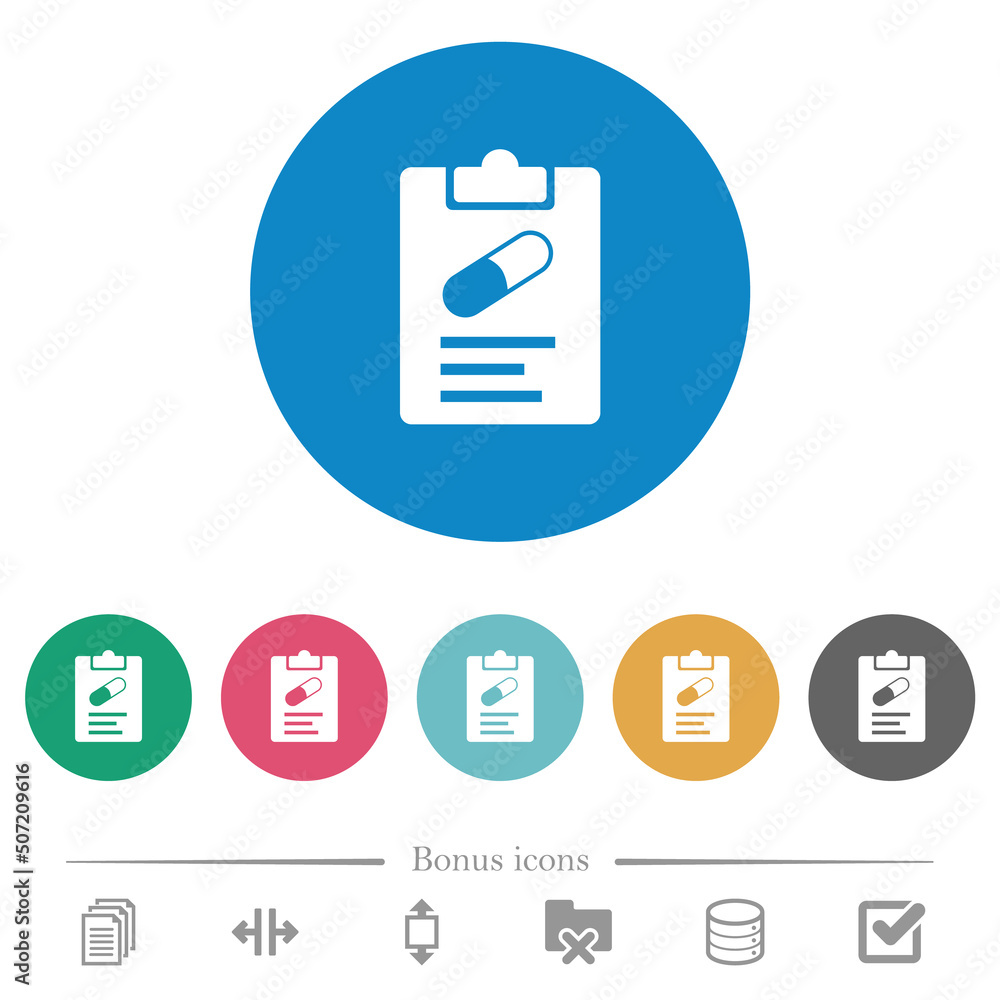 Medical prescription solid flat round icons Medical prescription solid flat round icons