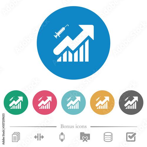 Vaccination graph flat round icons