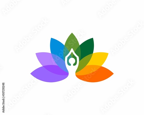 Lotus and yoga combination rainbow vector