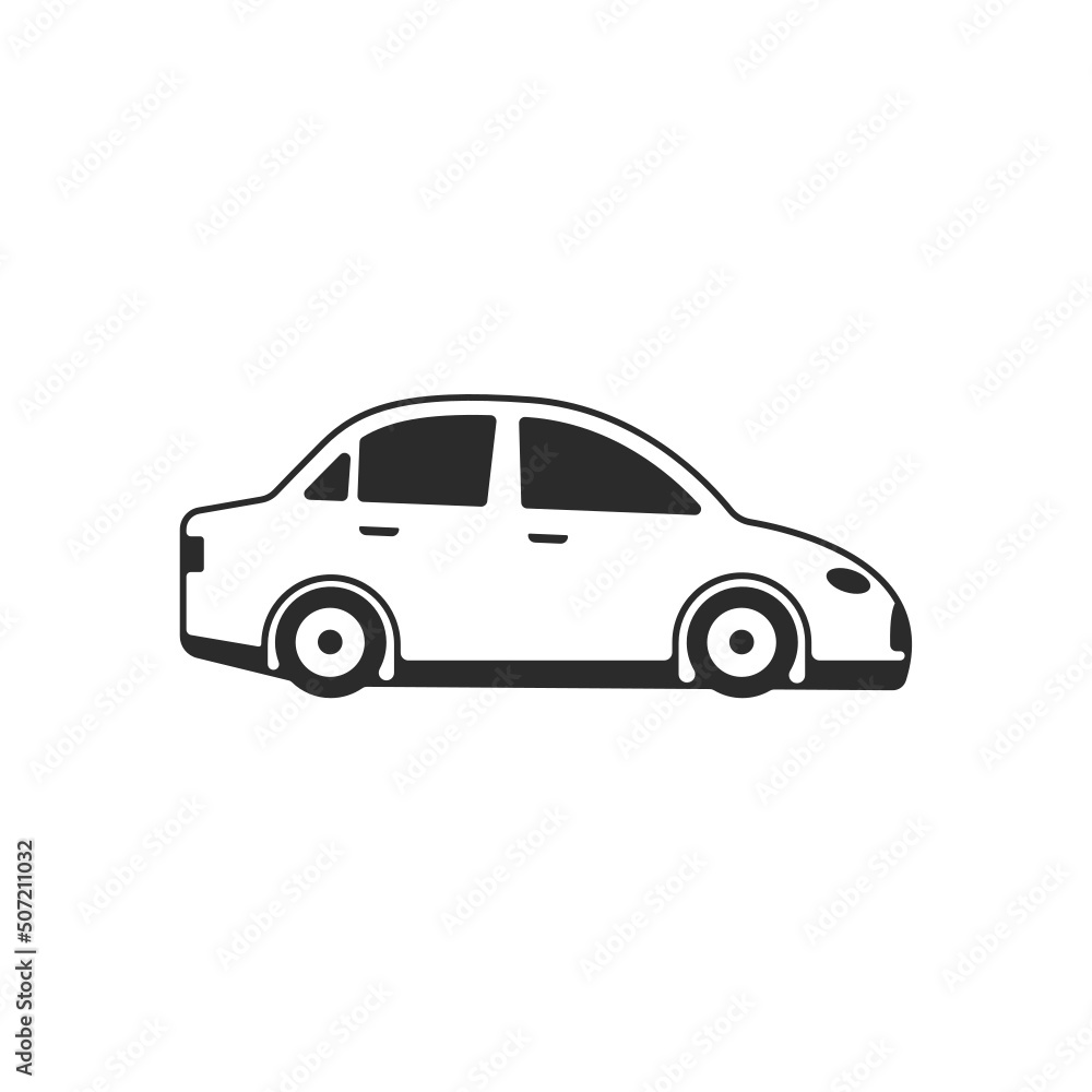 Car icon isolated on white. Transportation vehicle symbol vector illustration. Sign for your design, logo, presentation etc.