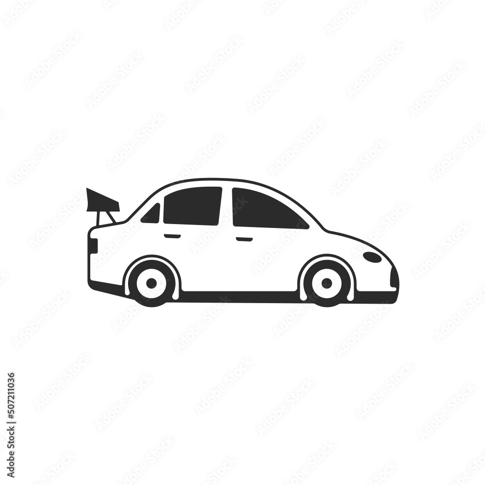 Sport car icon isolated on white. Transportation vehicle symbol vector illustration. Sign for your design, logo, presentation etc.