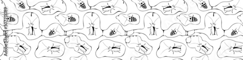 Vector seamless pattern from oriental and madagascar cockroaches, beetles, insects. Pest control background and texture