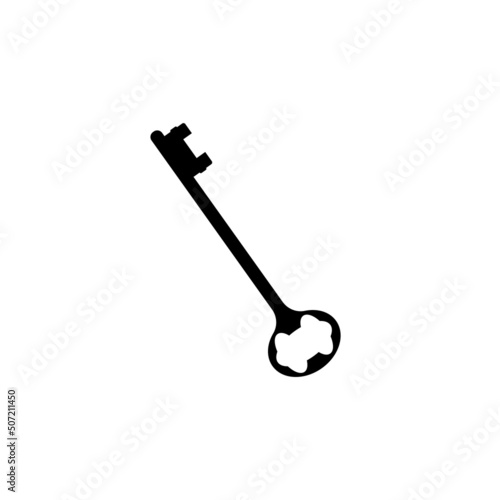 Old door key icon illustration isolated on white background