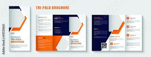 Corporate business tri-fold brochure template design, Creative business trifold brochure photo