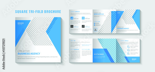 Corporate square trifold brochure template. Creative business brochure template