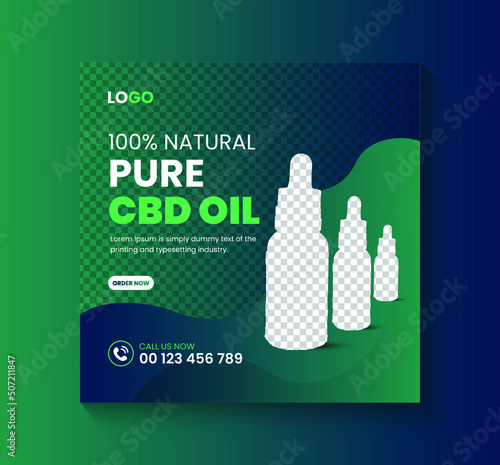 Cbd or hemp oil social media banner template