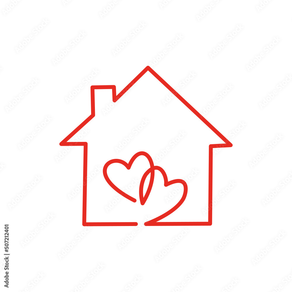 Continuous line drawing of Sweet Home isolate on white background. Continuous line drawing of Sweet Home isolate on white background.