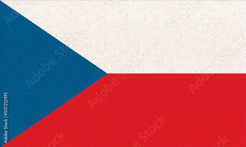 Flag of Czech Republic. Czech flag on fabric surface. Fabric texture