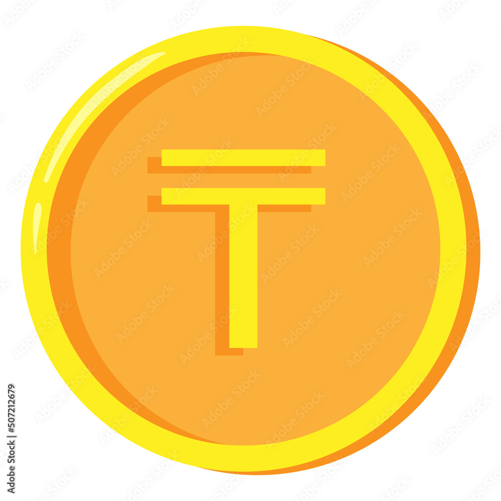 Tenge coin. Concept of internet currency. Finance investment concept. Tenge coin. Concept of internet currency. Finance investment concept.