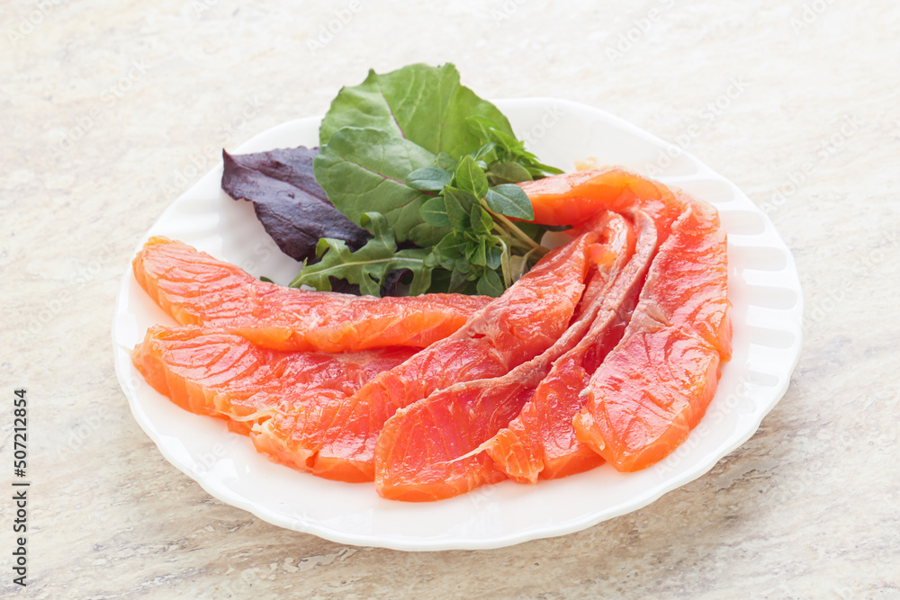 Sliced salmon fillet starter snack Sliced salmon fillet starter snack