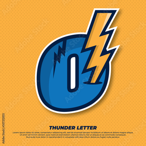 Thunder esport with initial letter O logo illustration, thunder catcher, lighting esport logo