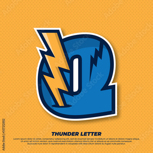 Thunder esport with initial letter Q logo illustration, thunder catcher, lighting esport logo
