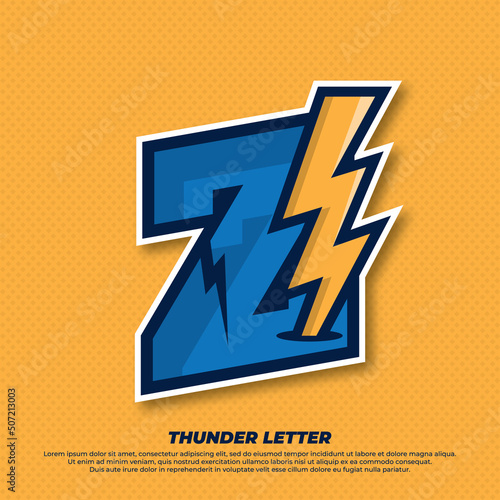 Thunder esport with initial letter Z logo illustration, thunder catcher, lighting esport logo