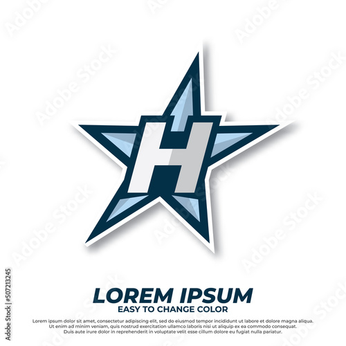 Star esport with initial letter H logo illustration, esport style isolated on white background