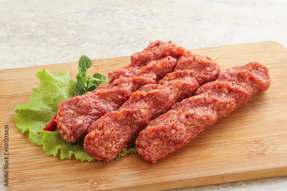 Raw beef kebab minced meat