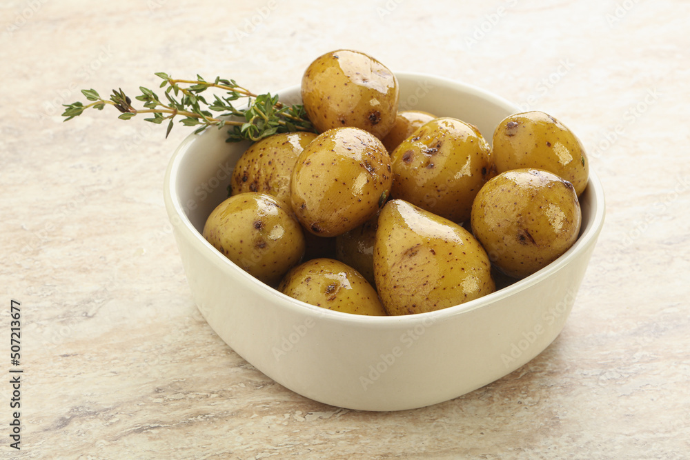 Boiled baby potato in the bowl Boiled baby potato in the bowl